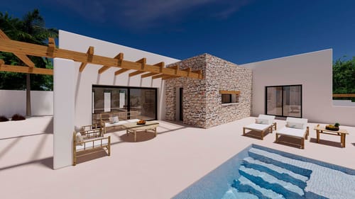 Single-storey Ibiza-style villa for sale in Moraira