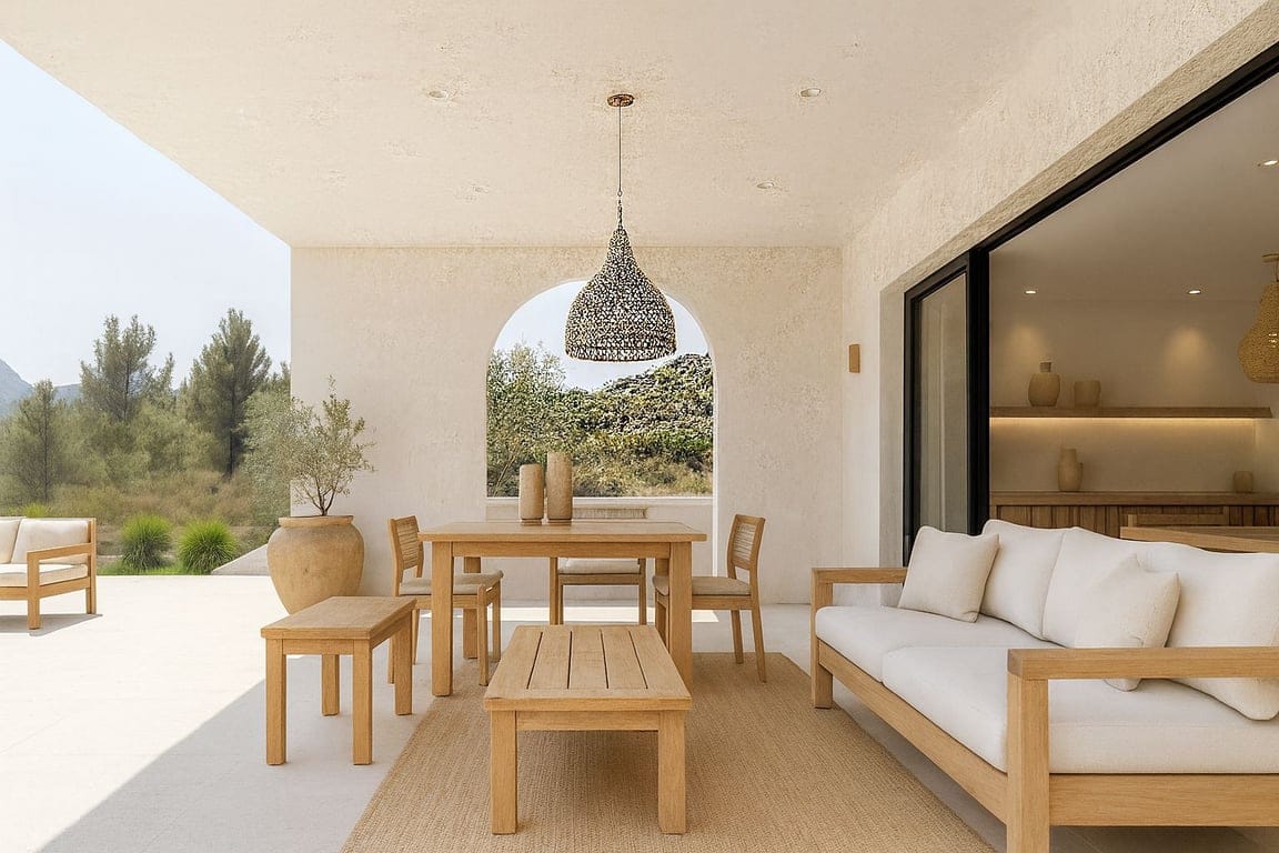 Luxusvilla IM IBIZA-STIL: Neubau 3 Schlafzimmer/3 Badezimmer (2 in Gebrauch), Privatpool und Garage | Meerblick in Monte Solana, Pedreguer - Foto 6