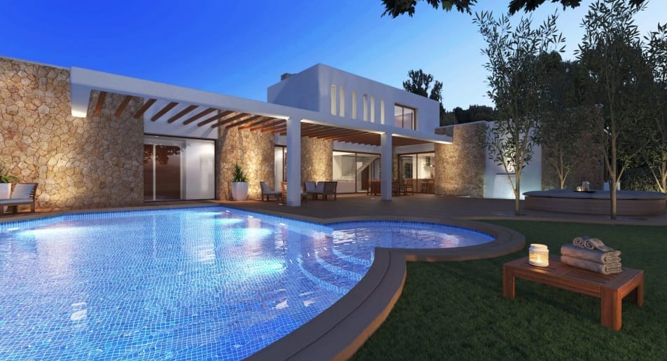 Willa w nowoczesnym stylu ibiza w Jávea: 4 sypialnie, widoki na góry, basen, garaż i wykończenia premium | 1.550.000 €