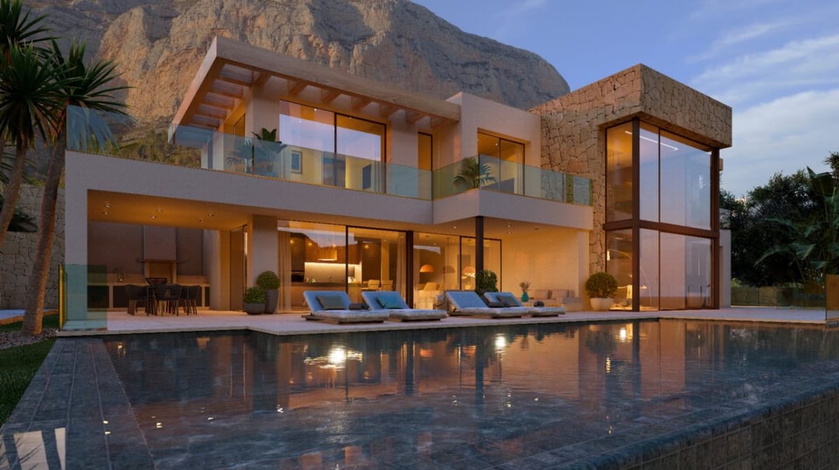 Moderne Villa im Bau in der Montgo-Gegend von Javea.